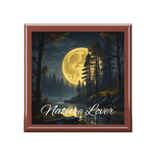 Nature Lover Jewelry Box — Moonlit Forest Keepsake Box - Golden Oak / One size - Home Decor