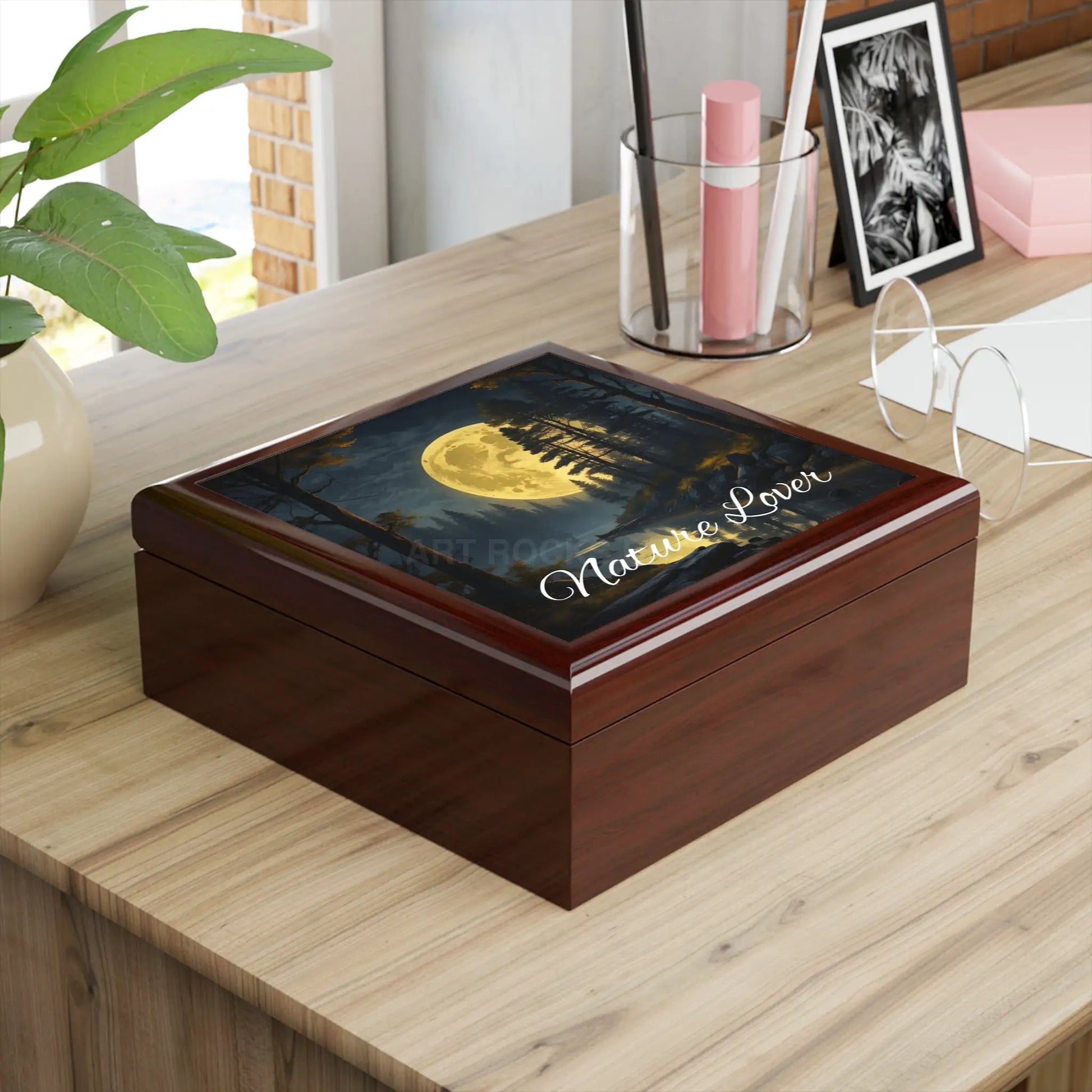Nature Lover Jewelry Box — Moonlit Forest Keepsake Box - Home Decor