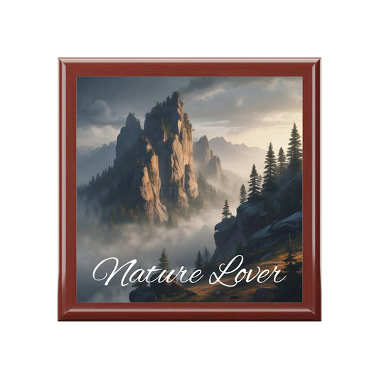 Nature Lover Jewelry Box — Morning Mountaintop Keepsake Box - Red Mahogany / One size - Home Decor