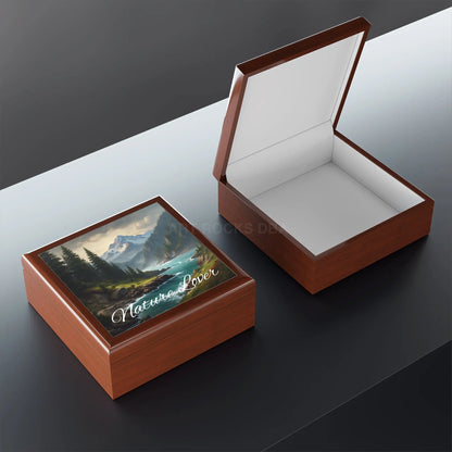 Nature Lover Jewelry Box — Peaceful Mountain Landscape Keepsake Box - Home Decor