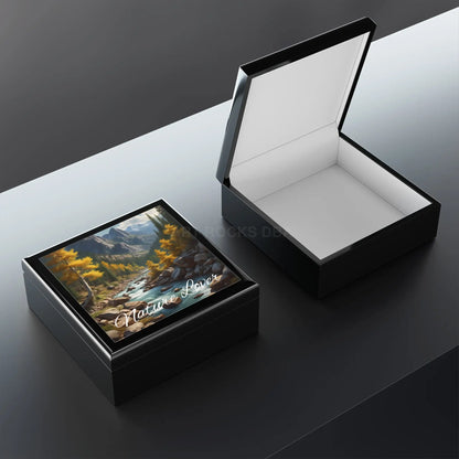 Nature Lover Jewelry Box — Scenic Aspen River in the Mountains Keepsake Box - Home Decor