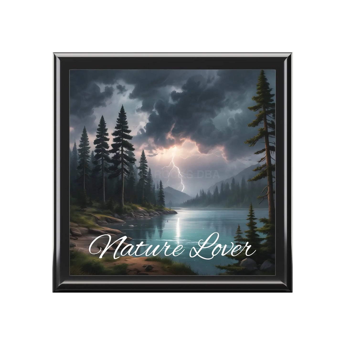 Nature Lover Jewelry Box — Scenic Lake & Lightning Keepsake Box - Ebony Black / One size - Home Decor