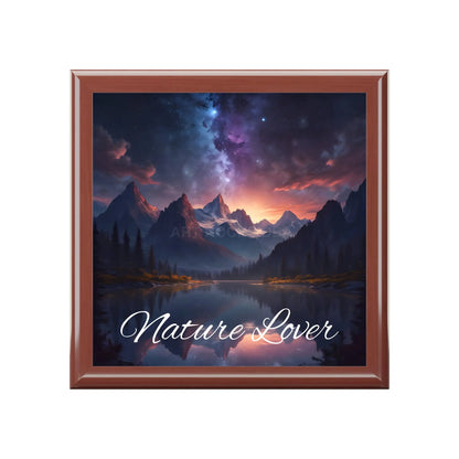 Nature Lover Jewelry Box — Scenic Mountain Lake Jewelry Organizer - Golden Oak / One size - Home Decor