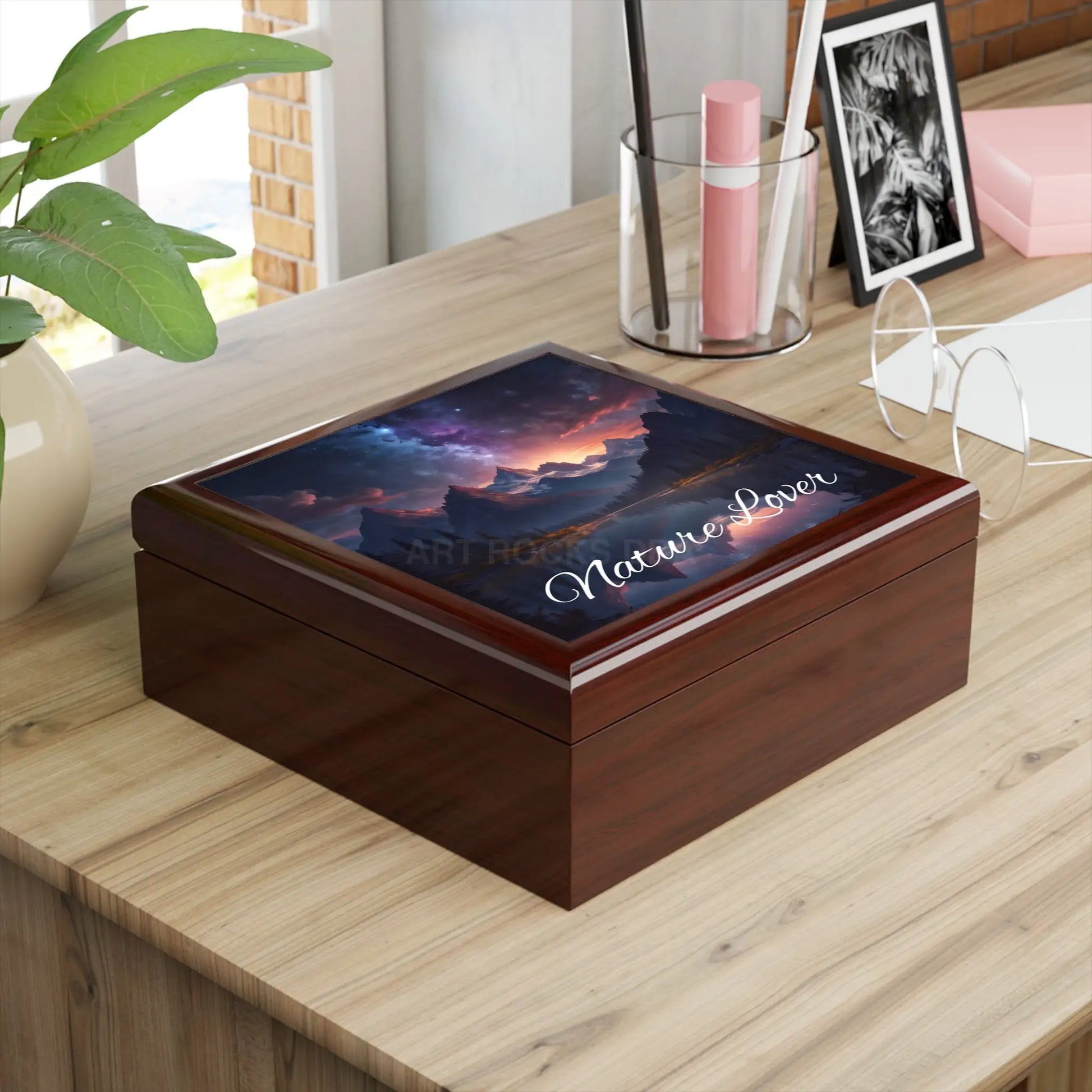 Nature Lover Jewelry Box — Scenic Mountain Lake Jewelry Organizer - Home Decor