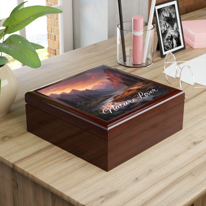 Nature Lover Jewelry Box — Scenic Mountain River Keepsake Box - Home Decor