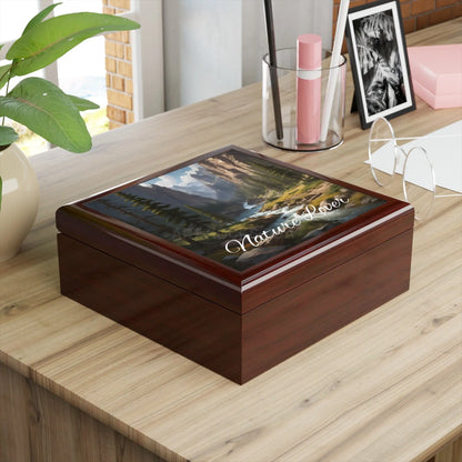 Nature Lover Jewelry Box — Scenic Mountain River Keepsake Box - Home Decor