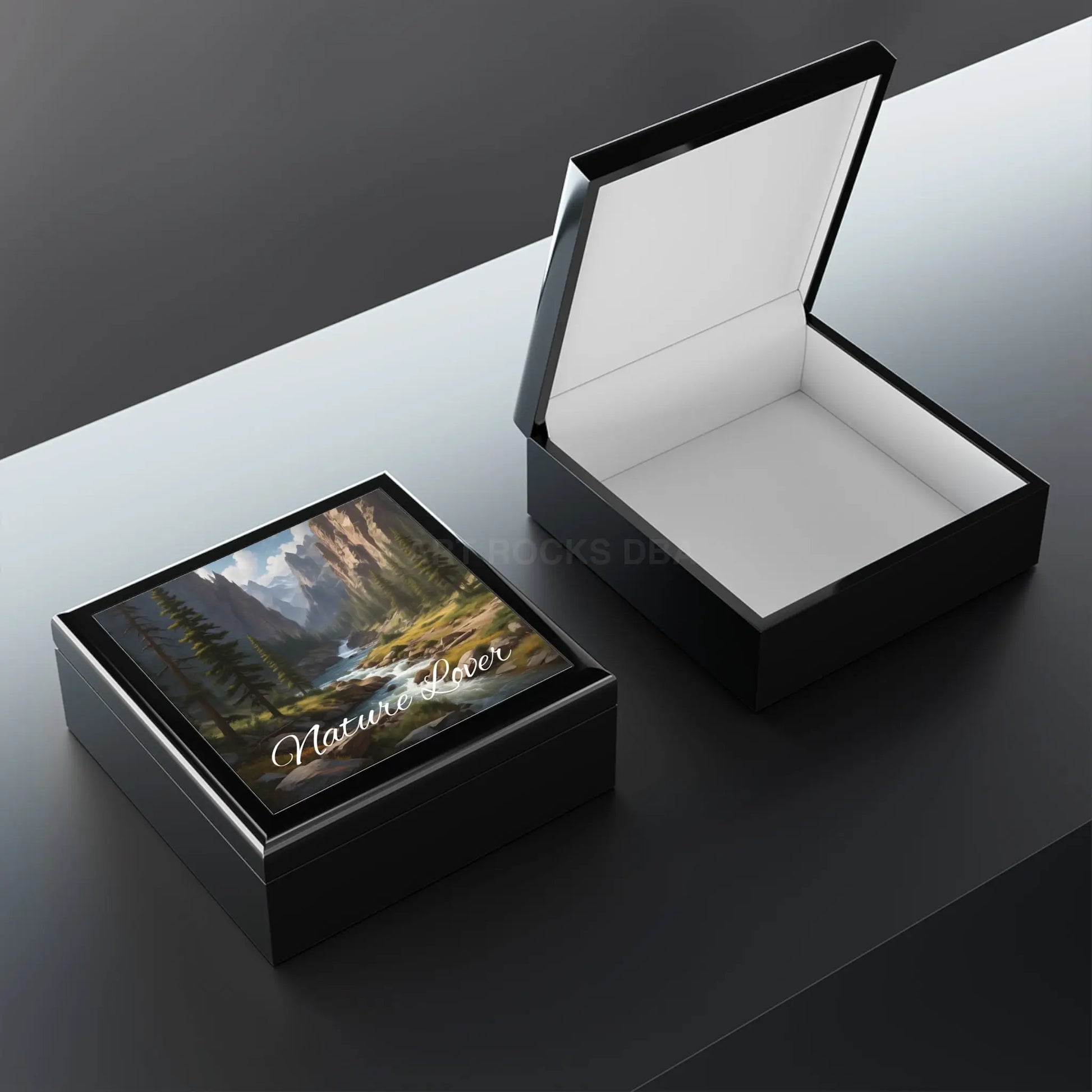 Nature Lover Jewelry Box — Scenic Mountain River Keepsake Box - Home Decor