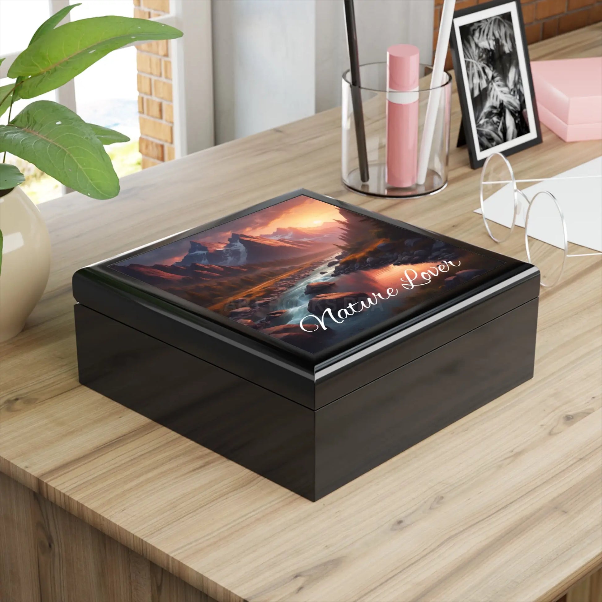 Nature Lover Jewelry Box – Scenic Mountain River Keepsake Box - Home Decor