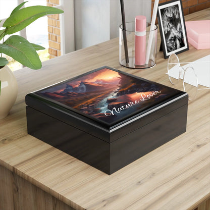 Nature Lover Jewelry Box – Scenic Mountain River Keepsake Box - Home Decor