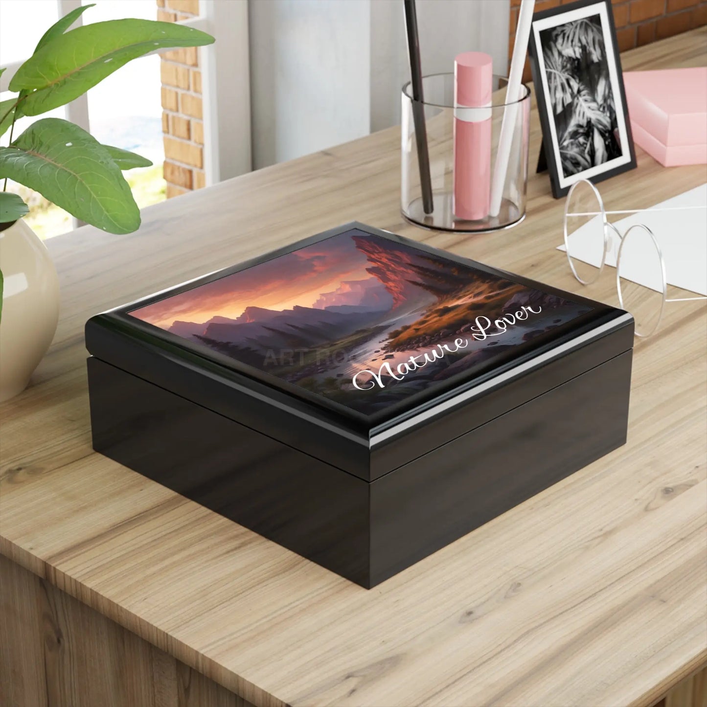 Nature Lover Jewelry Box — Scenic Mountain River Keepsake Box - Home Decor