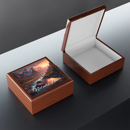 Nature Lover Jewelry Box – Scenic Mountain River Keepsake Box - Home Decor