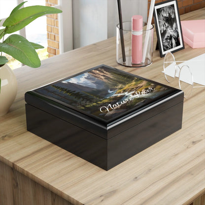 Nature Lover Jewelry Box — Scenic Mountain River Keepsake Box - Home Decor