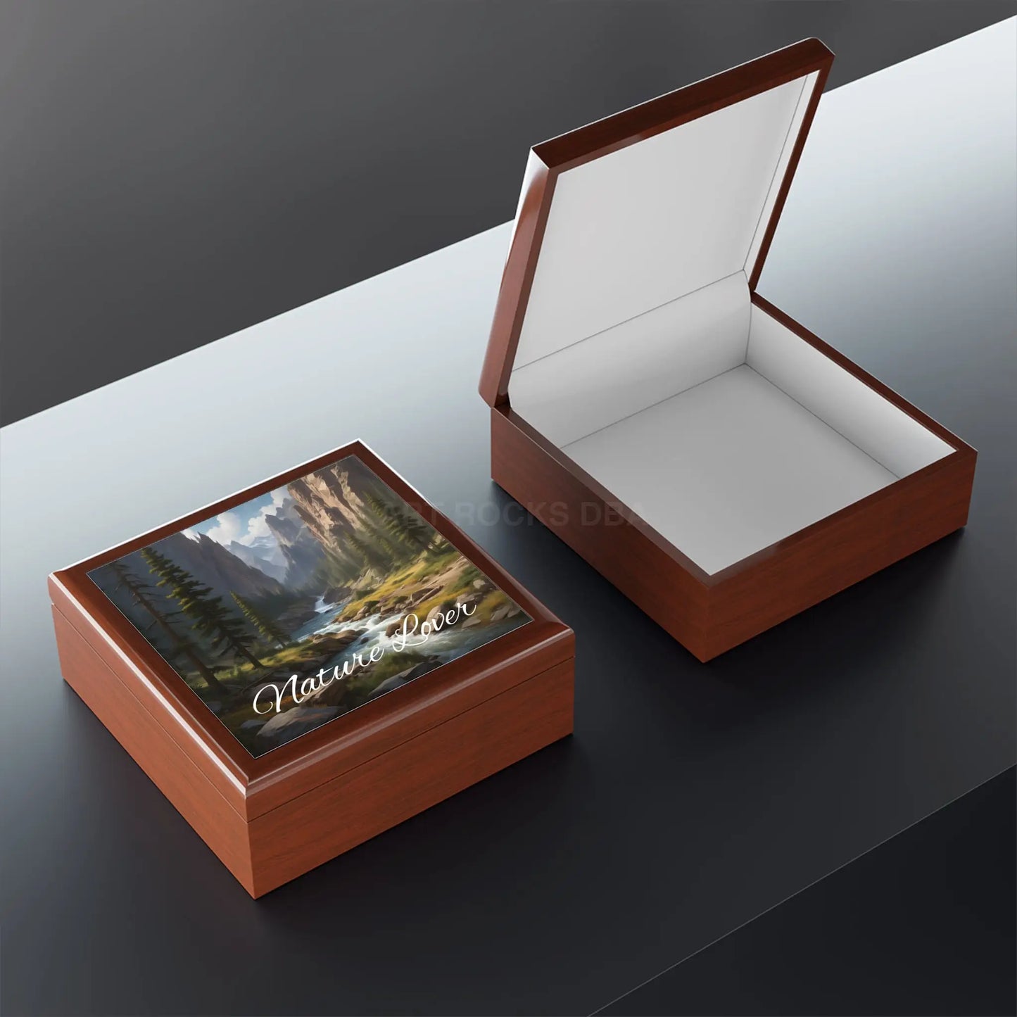 Nature Lover Jewelry Box — Scenic Mountain River Keepsake Box - Home Decor