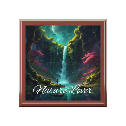 Nature Lover Jewelry Box — Scenic Waterfall Keepsake Box - Golden Oak / One size - Home Decor