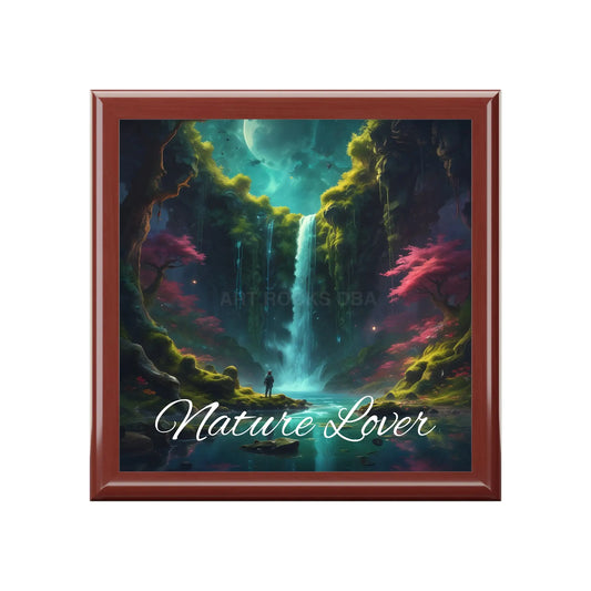 Nature Lover Jewelry Box — Scenic Waterfall Keepsake Box - Red Mahogany / One size - Home Decor