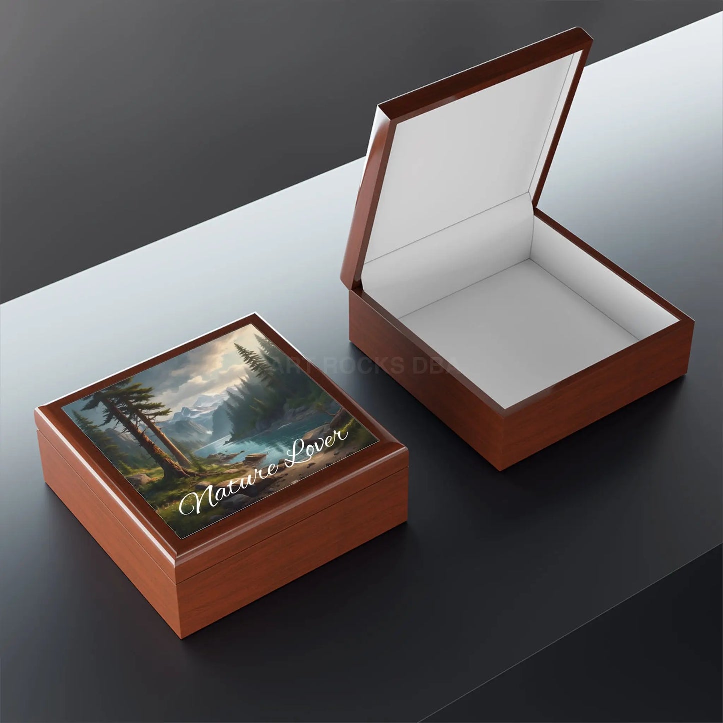 Nature Lover Jewelry Box — Stormy Mountain River Keepsake Box - Home Decor