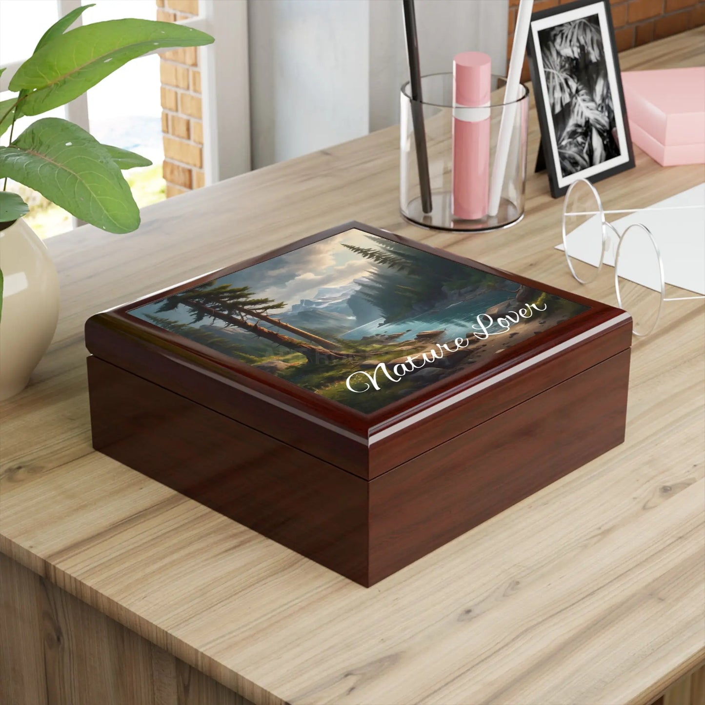 Nature Lover Jewelry Box — Stormy Mountain River Keepsake Box - Home Decor
