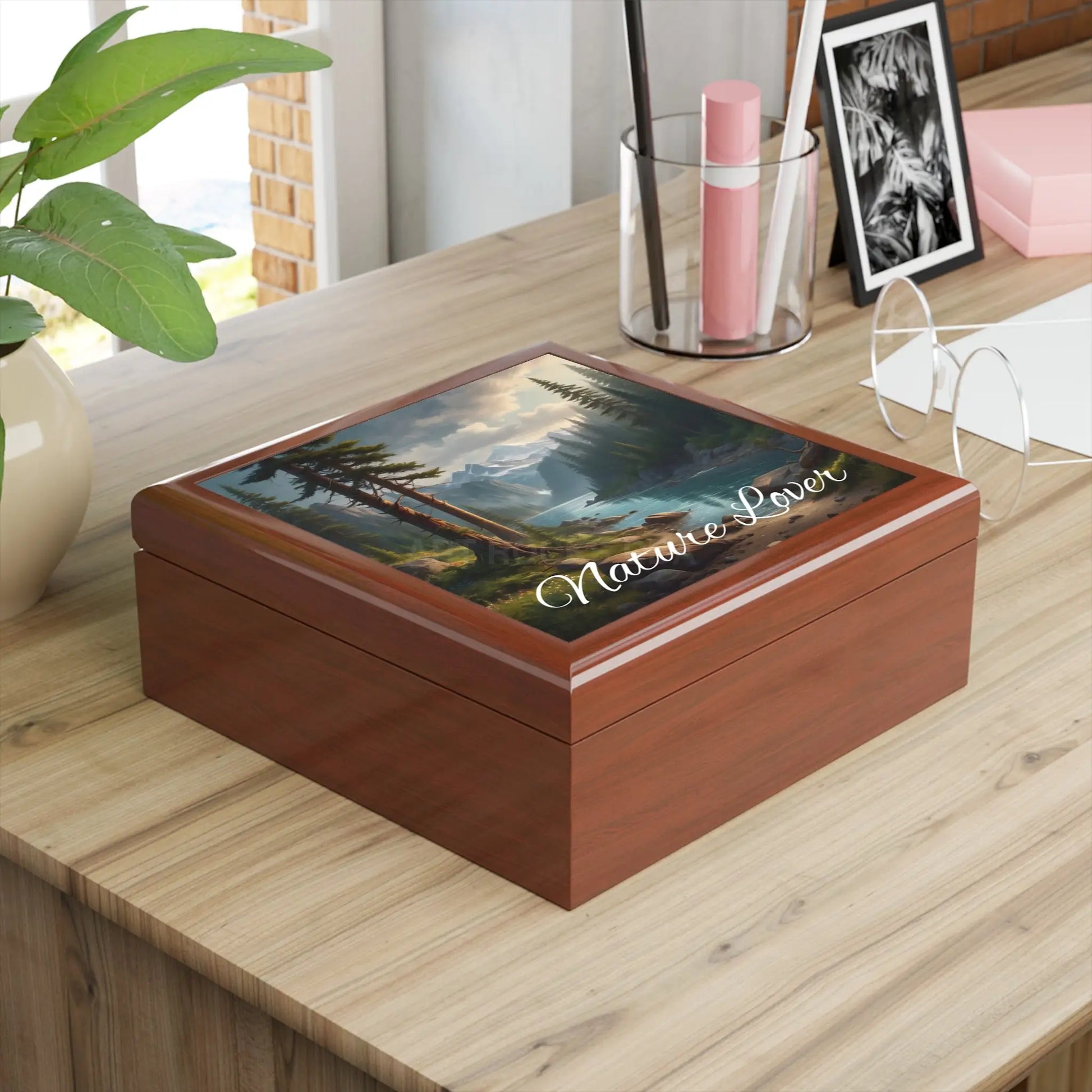 Nature Lover Jewelry Box — Stormy Mountain River Keepsake Box - Home Decor