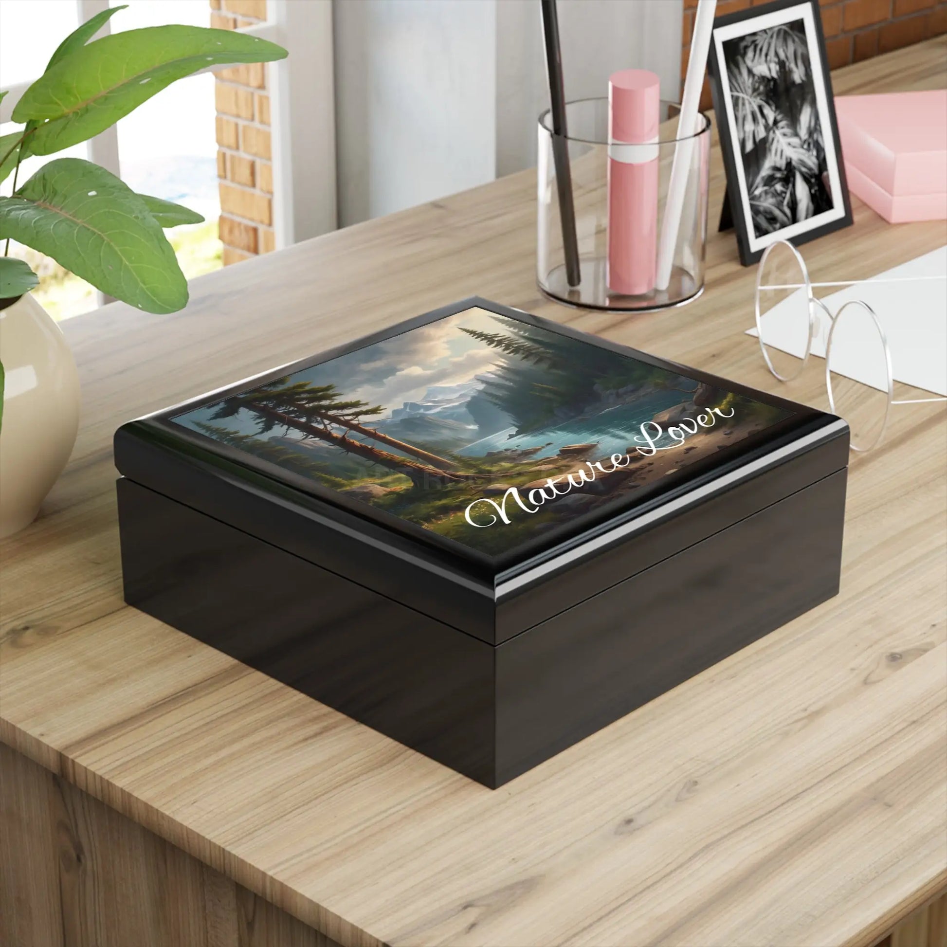 Nature Lover Jewelry Box — Stormy Mountain River Keepsake Box - Home Decor