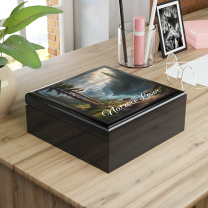 Nature Lover Jewelry Box — Stormy Mountain River Keepsake Box - Home Decor