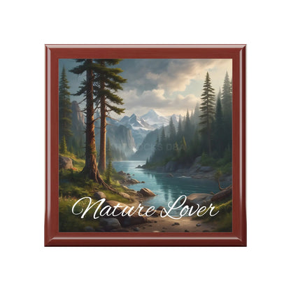 Nature Lover Jewelry Box — Stormy Mountain River Keepsake Box - Red Mahogany / One size - Home Decor