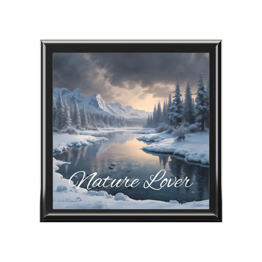 Nature Lover Jewelry Box — Winter River Scenic Keepsake Box - Ebony Black / One size - Home Decor