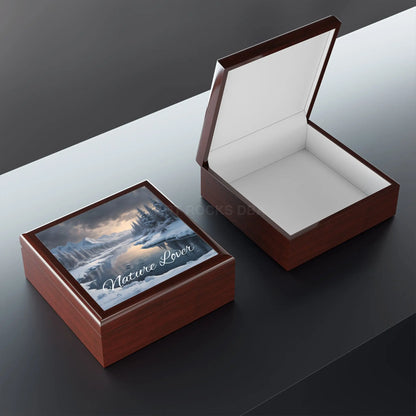 Nature Lover Jewelry Box — Winter River Scenic Keepsake Box - Home Decor