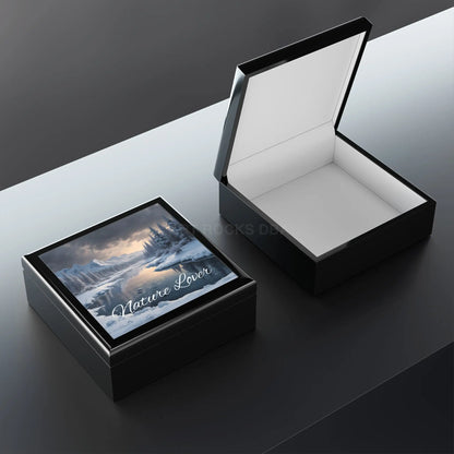 Nature Lover Jewelry Box — Winter River Scenic Keepsake Box - Home Decor