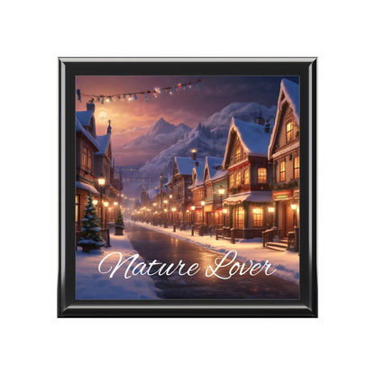 Nature Lover Jewelry Box — Winter Village Scenic Keepsake Box - Ebony Black / One size - Home Decor