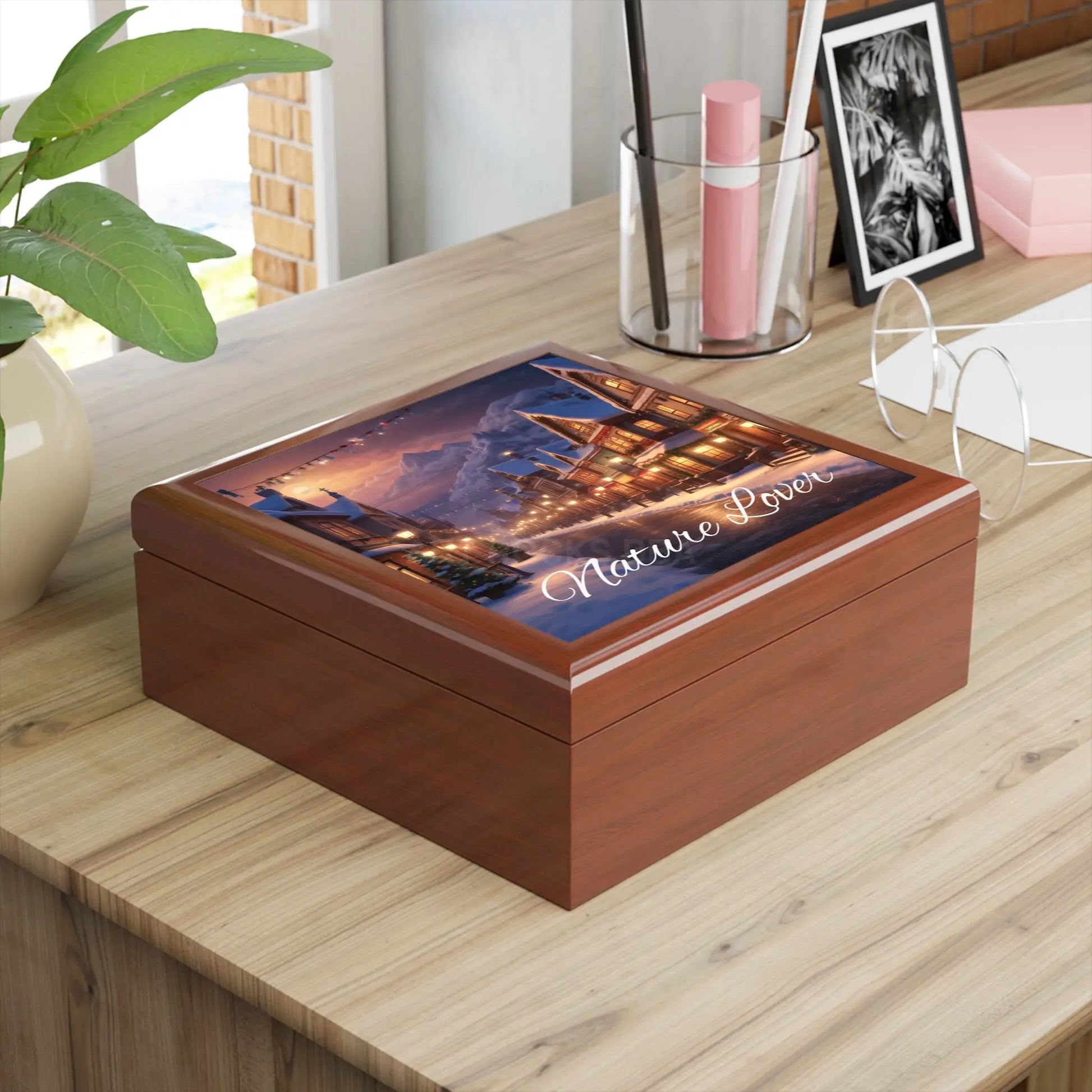 Nature Lover Jewelry Box — Winter Village Scenic Keepsake Box - Home Decor