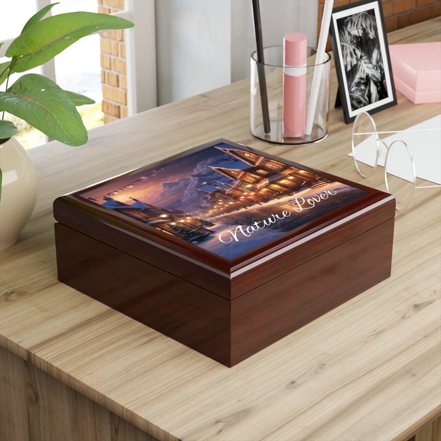 Nature Lover Jewelry Box — Winter Village Scenic Keepsake Box - Home Decor