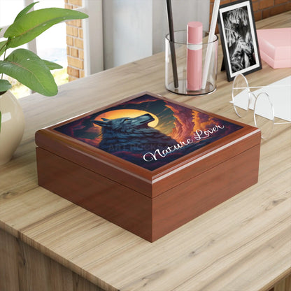 Nature Lover Jewelry Box – Wolf Sunset Keepsake Box - Home Decor