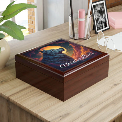 Nature Lover Jewelry Box – Wolf Sunset Keepsake Box - Home Decor
