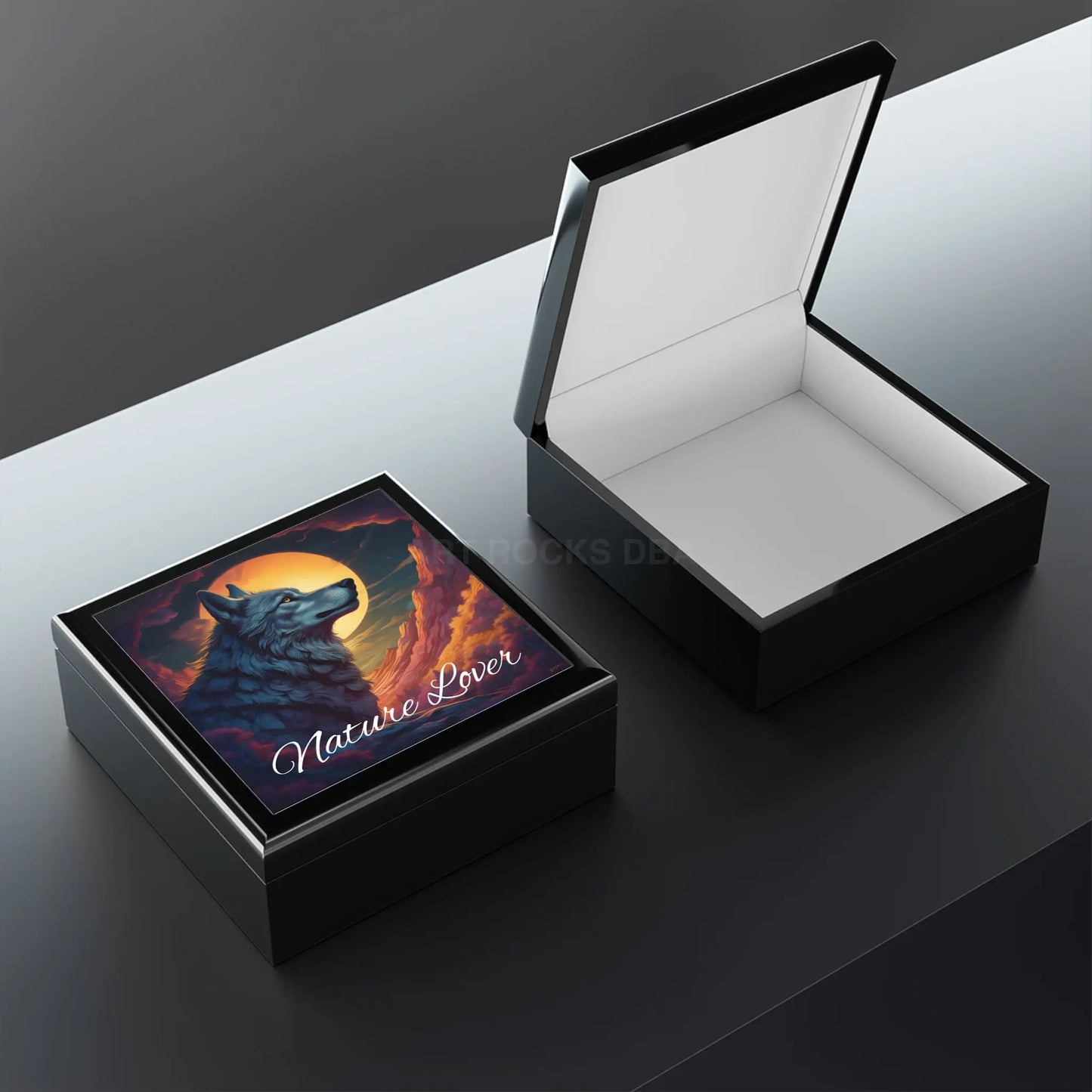Nature Lover Jewelry Box – Wolf Sunset Keepsake Box - Home Decor