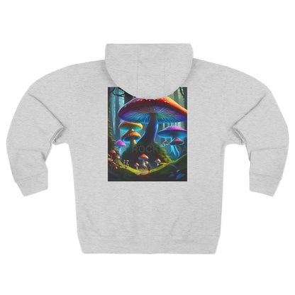 Neon Mushroom Fantasy Zip-Up Hoodie - XS / Heather Grey - Hoodie