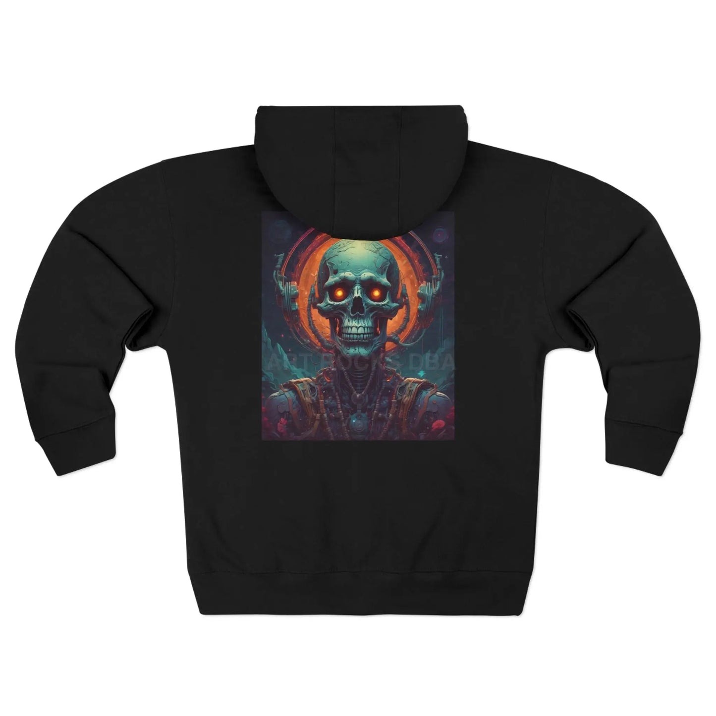 Neon Retro Skull Zip-Up Hoodie - XS / Black - Hoodie