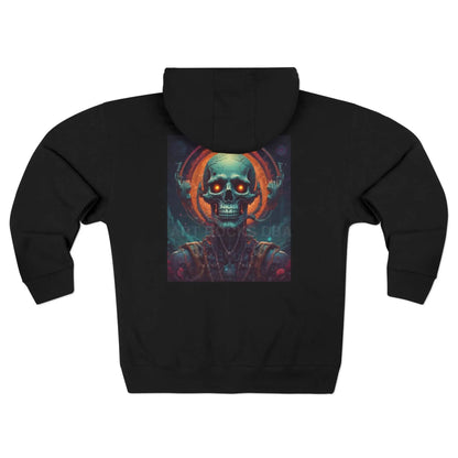 Neon Retro Skull Zip-Up Hoodie - XS / Black - Hoodie