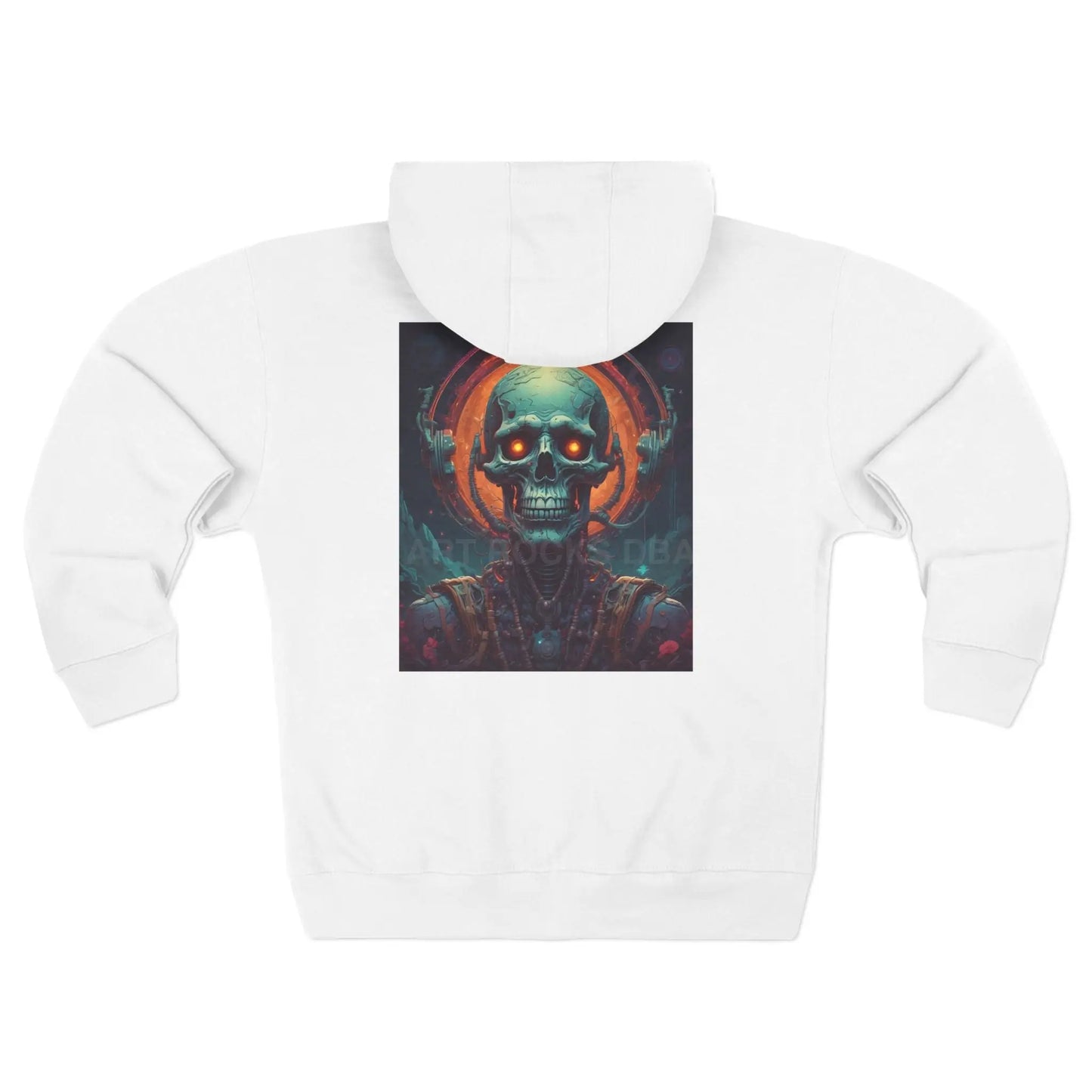 Neon Retro Skull Zip-Up Hoodie - XS / White - Hoodie