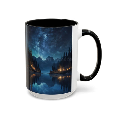Night Lakeside Coffee Mug — Cozy Forest Reflection Accent Mug (11/15 oz) - Mug