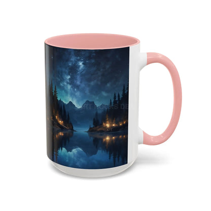 Night Lakeside Coffee Mug — Cozy Forest Reflection Accent Mug (11/15 oz) - Mug