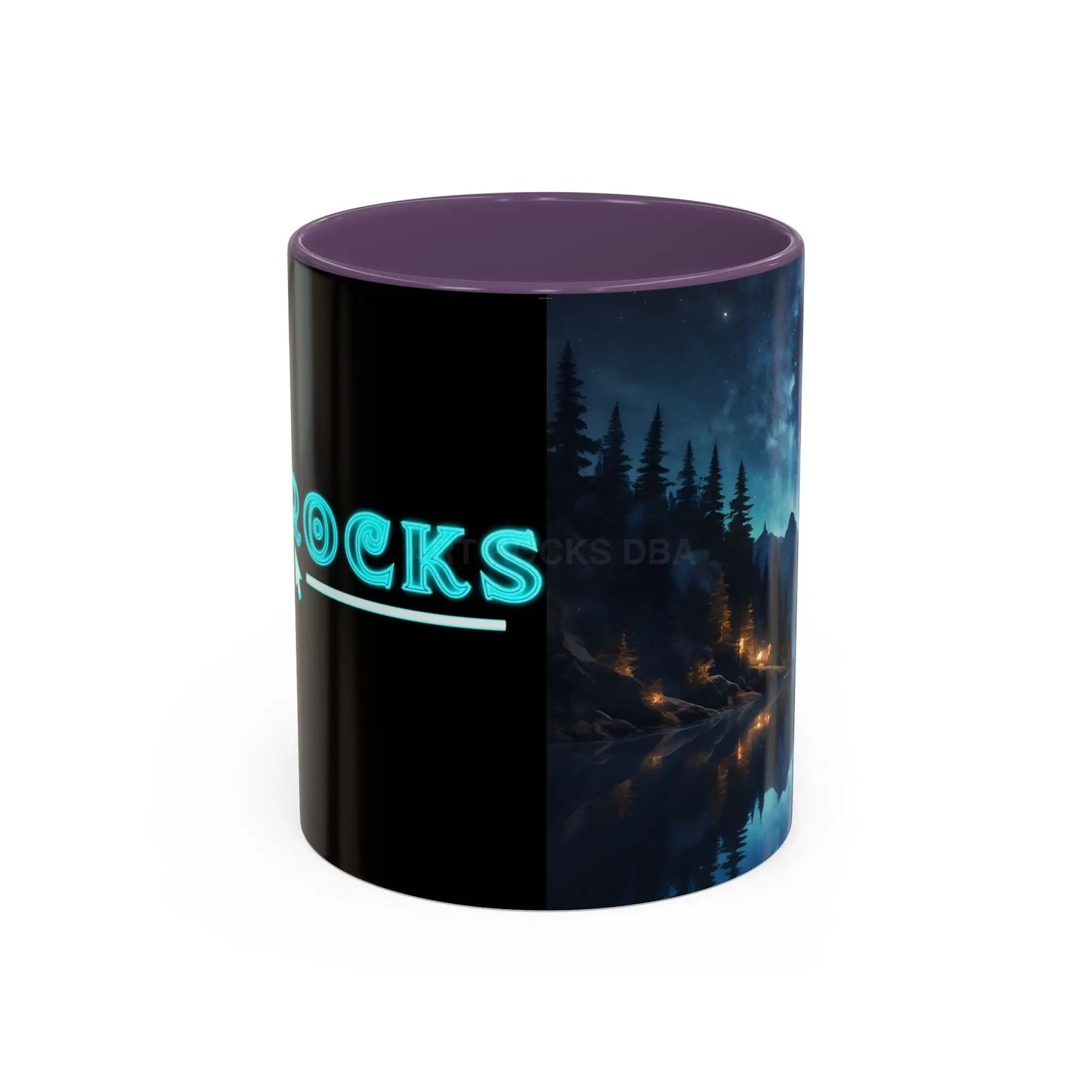 Night Lakeside Coffee Mug — Cozy Forest Reflection Accent Mug (11/15 oz) - 11oz / Purple - Mug