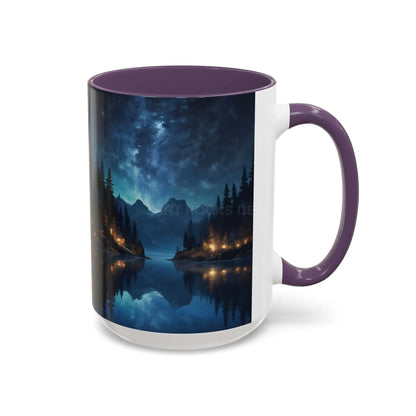 Night Lakeside Coffee Mug — Cozy Forest Reflection Accent Mug (11/15 oz) - Mug