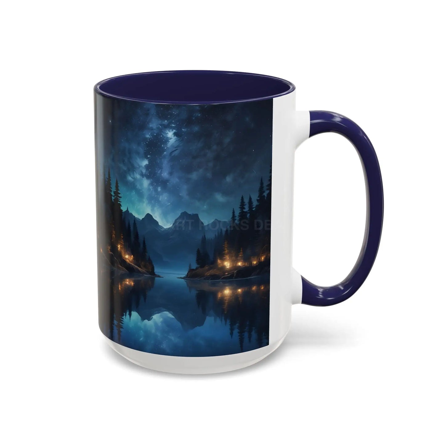Night Lakeside Coffee Mug — Cozy Forest Reflection Accent Mug (11/15 oz) - Mug