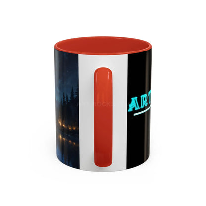 Night Lakeside Coffee Mug — Cozy Forest Reflection Accent Mug (11/15 oz) - Mug