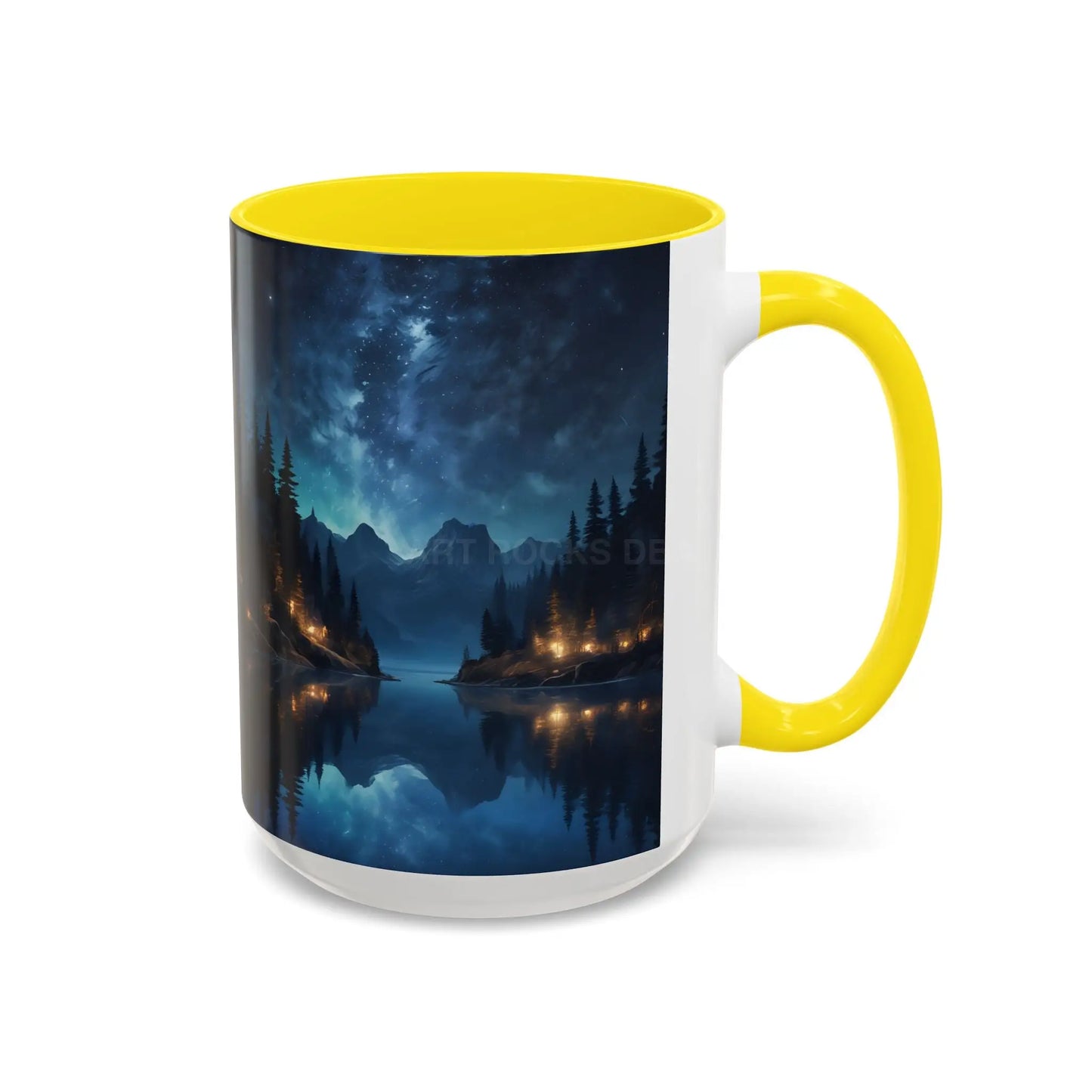 Night Lakeside Coffee Mug — Cozy Forest Reflection Accent Mug (11/15 oz) - Mug