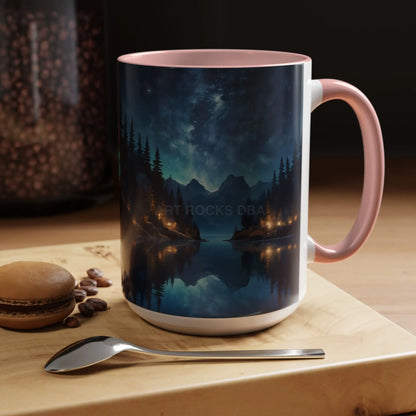 Night Lakeside Coffee Mug — Cozy Forest Reflection Accent Mug (11/15 oz) - Mug