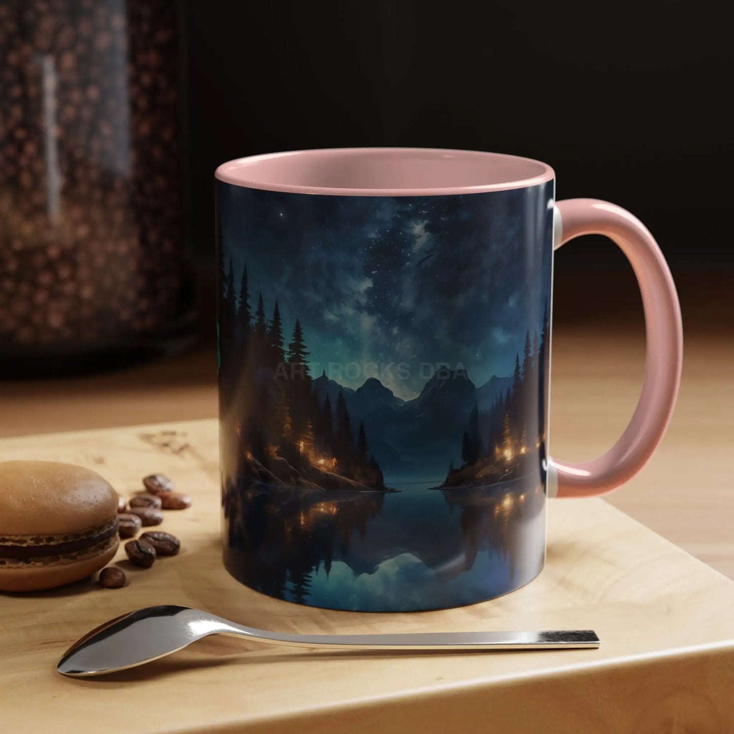 Night Lakeside Coffee Mug — Cozy Forest Reflection Accent Mug (11/15 oz) - Mug
