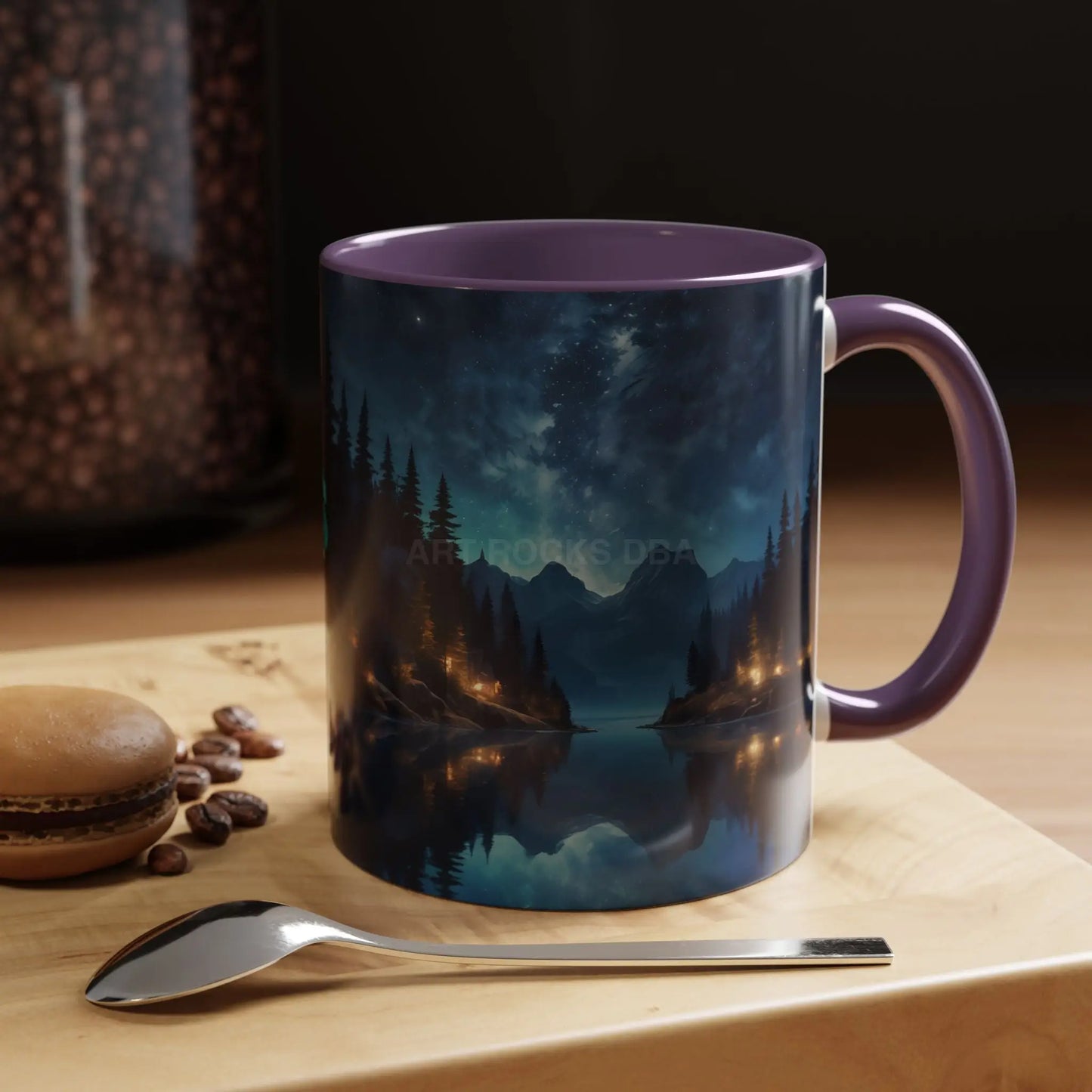 Night Lakeside Coffee Mug — Cozy Forest Reflection Accent Mug (11/15 oz) - Mug
