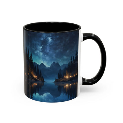 Night Lakeside Coffee Mug — Cozy Forest Reflection Accent Mug (11/15 oz) - Mug