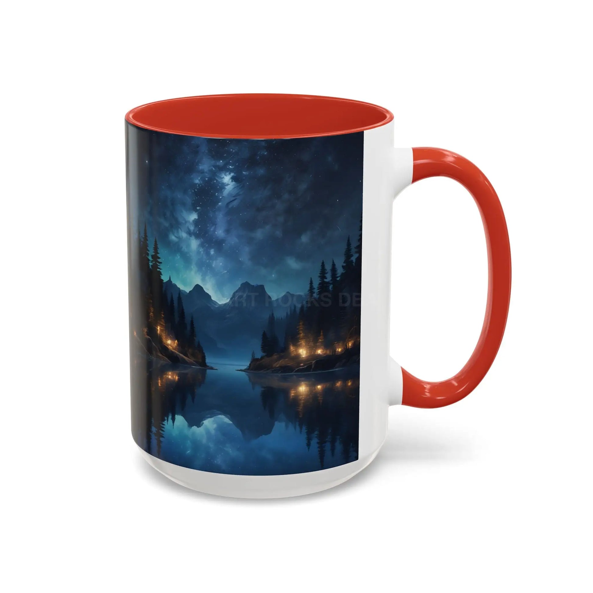 Night Lakeside Coffee Mug — Cozy Forest Reflection Accent Mug (11/15 oz) - Mug
